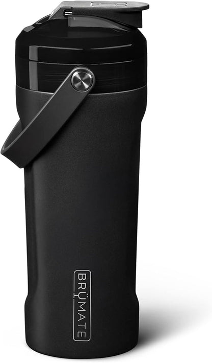 BrüMate MultiShaker Blender Shaker Bottle | 100% Leakproof Insulated Stainless Steel Shaker Bottle | Protein Shaker Bottle, and Pre Workout Bottle for the Gym | 26oz (Matte Black)