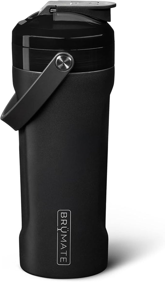 BrüMate MultiShaker Blender Shaker Bottle | 100% Leakproof Insulated Stainless Steel Shaker Bottle | Protein Shaker Bottle, and Pre Workout Bottle for the Gym | 26oz (Matte Black)