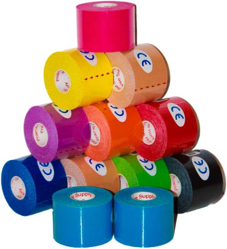 Kinesiology Tape Pro, Athletic Waterproof Muscle Support Adhesive Kinesio Sport Tape for Athletes 2 inches x 16.4 feet, 12 Rolls, Assorted