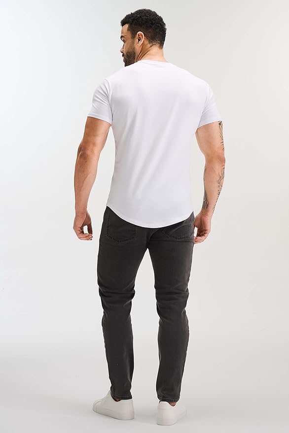GYM REVOLUTION Men's 5 Pack Workout Gym Hipster Curved Hem Muscle Fitness Hip Hop T Shirts