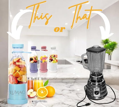 LUMAC - 14oz Portable Blender for Shakes and Smoothies (White), Medium