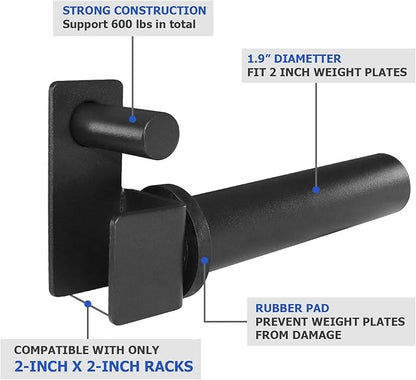 A2ZCARE Weight Plate Holder - Attachment Power Cage Rack for Power Rack - Weight Plates Storage Fit 2-inch Olympic Weight Plates (Set of 4)
