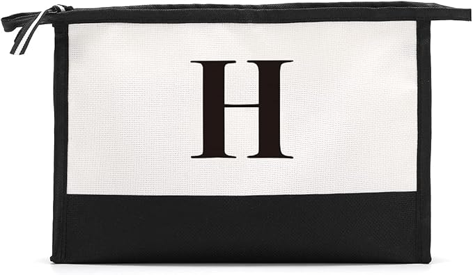 Monogrammed for Women Initial bridesmaid gifts, Personalized monogram Monogram Cosmetic Bag,Travel Makeup Bag Suitable for Wedding weekend Beach Gift for Women Teachers Friends.Pure letters H