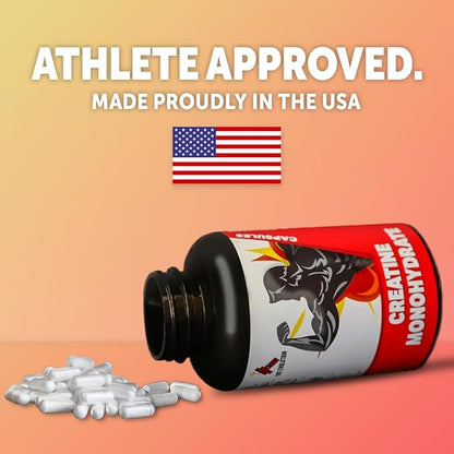 Creatine Monohydrate Capsules 50 Servings, 3,000 mg per Serving, Easy to Swallow, 750 mg of Creatine Monohydrate Per Capsule, High Absorption Rate