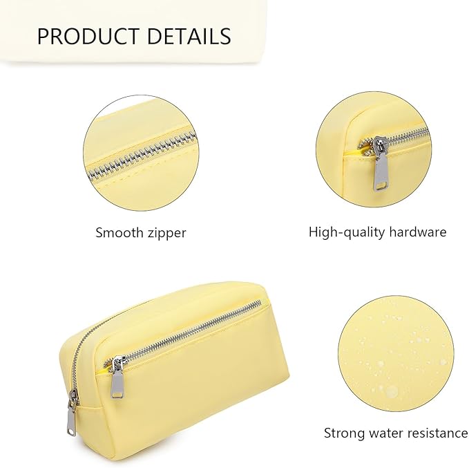 Nylon Female cosmetic bags Canvas toiletry bags Wash bags with large capacity Simple design (Nylon/Yellow)