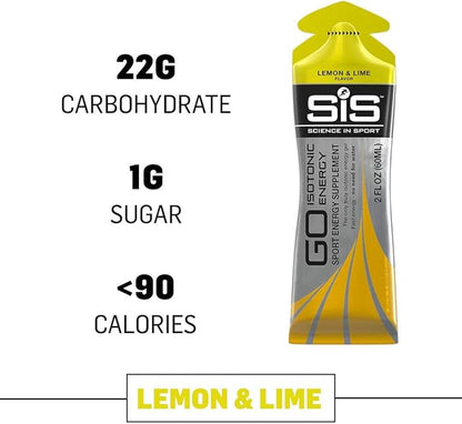 Science in Sport Energy Gel Pack, SIS Isotonic Energy Gel, 22g Fast Acting Carbs, Performance & Endurance Gels, Lemon & Lime Flavor - 2 Fl Oz (Pack of 6)