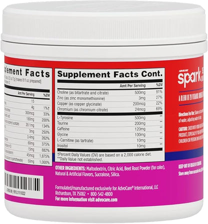 AdvoCare Spark Vitamin & Amino Acid Supplement - Focus & Energy Drink Powder Mix with Vitamin A, B-6, C & E - Also Includes L-Carnitine & L-Tyrosine - Fruit Punch, 10.5 oz