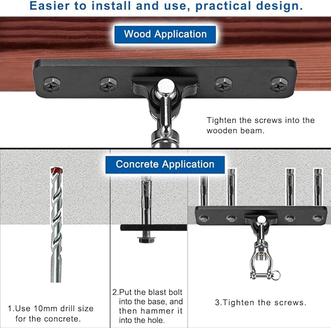 Kipika Heavy Bag Hanger - Heavy Duty Punching Bag Mount Steel Hanger Bracket, Ceiling Wall Mount Wood Beam Hook Holder for Boxing, Kickboxing, and Home Gym Fitness Equipment