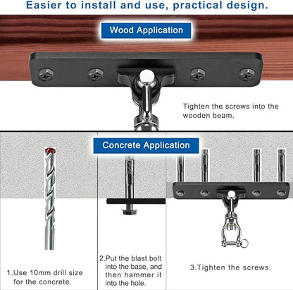 Kipika Heavy Bag Hanger - Heavy Duty Punching Bag Mount Steel Hanger Bracket, Ceiling Wall Mount Wood Beam Hook Holder for Boxing, Kickboxing, and Home Gym Fitness Equipment