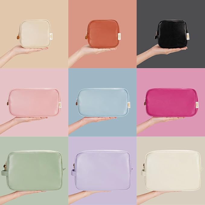 Wandering Nature Makeup Bag for Purse Cosmetic Bags for Women Make Up Organizer Travel Pouch Pencil Case with Slip-in Pockets Vegan Leather(patent pending)