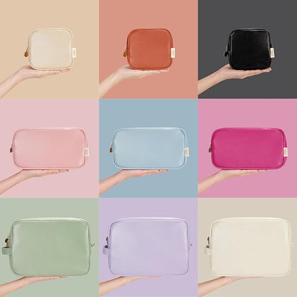 Wandering Nature Makeup Bag for Purse Cosmetic Bags for Women Make Up Organizer Travel Pouch Pencil Case with Slip-in Pockets Vegan Leather(patent pending)