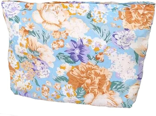 Cosmetic Bags for Women Makeup Bag Large Capacity Purse Travel Toiletry Zipper Storage Pouch Make up Brushes Organizer for Gifts (peony flower, Colorful)