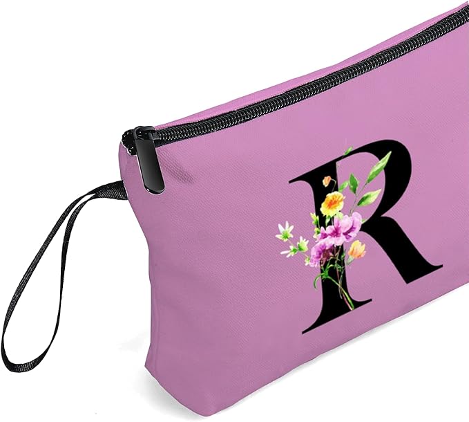 SEAMOON Women Birthday Maid of Honor Monogrammed Gifts for Bride Bridesmaid Sister Friend Her Teacher Makeup Cosmetic Bag with Mirror Mothers Day Christmas Graduation R