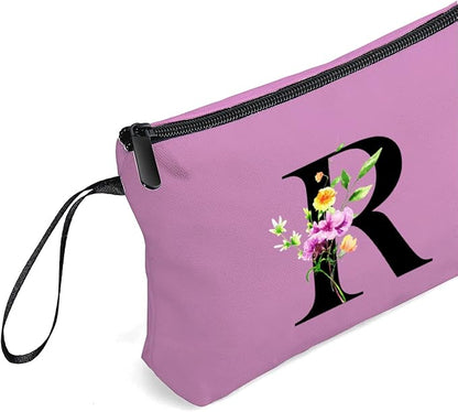 SEAMOON Women Birthday Maid of Honor Monogrammed Gifts for Bride Bridesmaid Sister Friend Her Teacher Makeup Cosmetic Bag with Mirror Mothers Day Christmas Graduation R