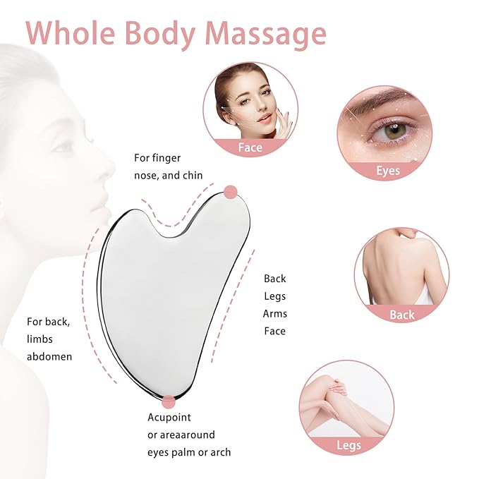 Guasha Facial Tools, Stainless Steel Face Massager Tool for Skin Tighten, Guasha Beauty Tool Skin Care Gift for Face Sculpting