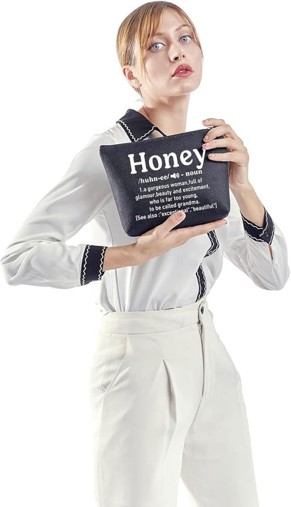 ZJXHPO Honey Definition Cosmetic Bag Honey Grandma Survival Kit Best Grandma Ever Makeup Bag With Zipper Grandma Appreciation Gift Mothers Day Gift (BL Honey)