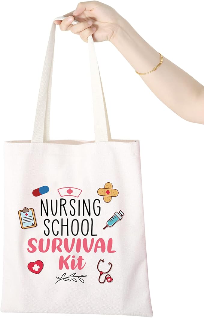 WCGXKO Nurse Gift Nurse Cosmetics Gift Nursing School Survival kit Gift for RN CNA LPV BSN LVP (NURSING SCHOOL tote)