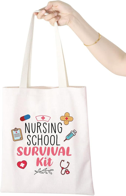 WCGXKO Nurse Gift Nurse Cosmetics Gift Nursing School Survival kit Gift for RN CNA LPV BSN LVP (NURSING SCHOOL tote)