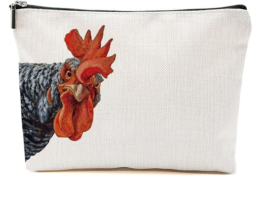 Chicken Themed Gifts Makeup Bag Rooster Cosmetic Bag Chicken Gifts for Women Girls Friend Farmer Coworker Farm Animals Travel Organizer Zipper Pouch Graduation Birthday Friendship Gifts