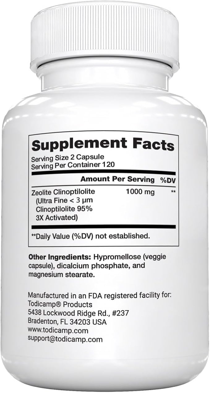 Zeolite Detox 240 Capsules - Zeolite Capsules Sorbolit Ultra FINE 1-2 µm - Zeolite Clinoptilolite Powder 95% - 3X Activated Zeolite Supplement 4 Months Supply