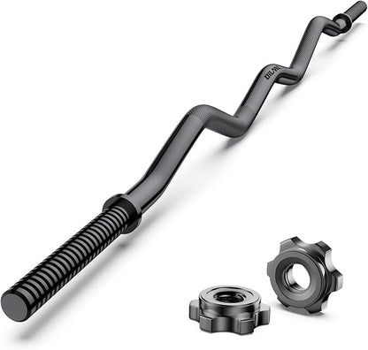 47" EZ Curl Bar Weight Lifting Bar 1-inch Curling -2 Star Collars(280lb Weight