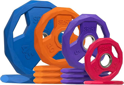 SPART Color Coded Weight Plate 2-Inch Rubber Coated 2.5LB/5LB/10LB/25LB/35LB/45LB, Pair