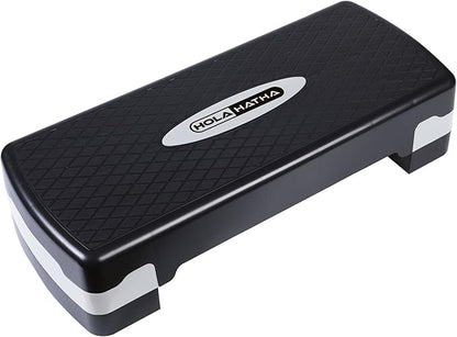 HolaHatha Compact Portable Aerobic Step Platform Exercise Fitness Equipment, Cardio Stepper with Adjustable Height for Home Gym