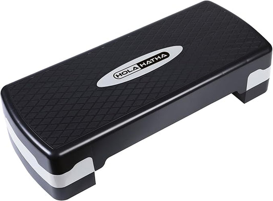 HolaHatha Compact Portable Aerobic Step Platform Exercise Fitness Equipment, Cardio Stepper with Adjustable Height for Home Gym