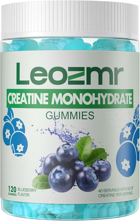 Creatine Monohydrate Gummies 5000mg for Men & Women, Chewables Creatine Monohydrate Supplement(120 Count)- Blueberry 120 Gummies