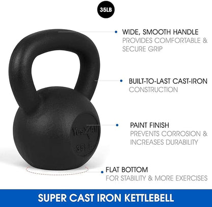 Yes4All Kettlebell Adjustable/Cast Iron/Protective Base Solid Smooth