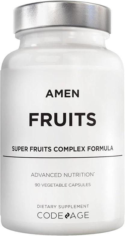 Amen Fruits, Daily Fruits Vitamins Supplements, Over 20 Whole Fruit Extracts - Raw Multivitamin, Berries, Antioxidant Polyphenols Superfood & Flavonoids - Tropical Fruits - Non-GMO - 90 Capsules