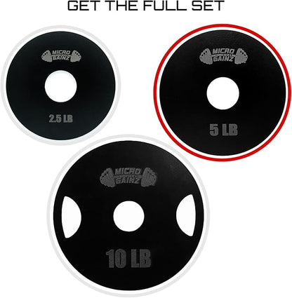 Micro Gainz Steel Olympic Barbell Weight Set of 2 Plates, 2.5lb, 5lb or 10lb, Plate Set Designed for Strength Training & Loading Bar Weights, Made in USA