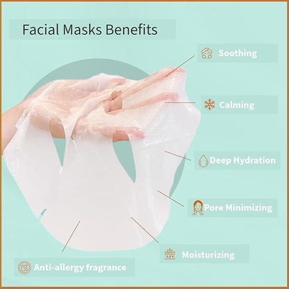 YoungMe Soothing Glam Facial Sheet Mask - 1 Sheets Face Masks | Korean Face Mask Skincare - Deep Real Masks for Sensitive Skin or All Skin Types