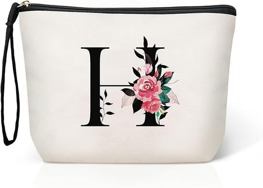 TOPEAST Cosmetic Bag for Women - Personalized Makeup Bag, Valentine's Day Gift Large Capacity Travel Makeup Bag Pouch Cute Quilted Makeup Bag Birthday Gifts for Women, Friend, Wife (Letter H)