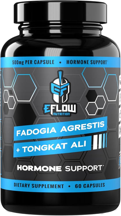 eFlow Nutrition Fadogia Agrestis + Tongkat Ali - [2-in-1] Natural Performance Supplement for Health and Wellness - Hormone, Energy, & Mood Support - Extract Powder (60 Capsules)