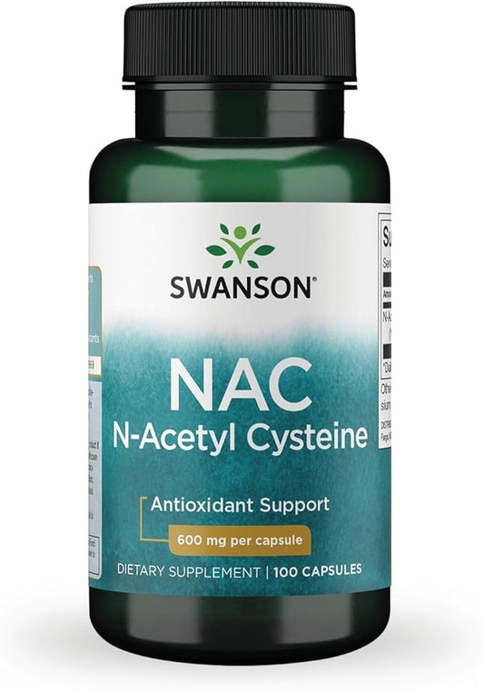 Swanson Premium Brand NAC N-Acetyl Cysteine - 600 mg, 100 Capsules - Antioxidant and Cellular Health Support Supplement