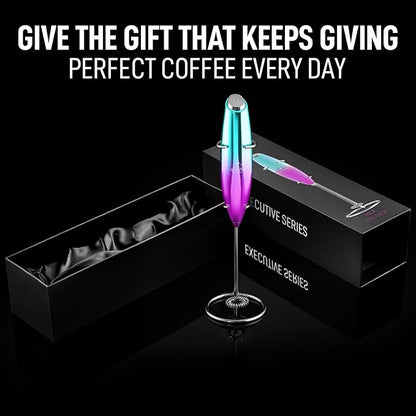 ZK Exec Series UV Milk Frother - Teal Pink Fade w Silver OG Stand