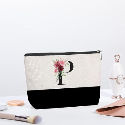 Initial Makeup Bag, Personalized Gifts for Women, Personalized Makeup Bag, Bridesmaid Gifts, Cosmetic bags for Women (Letter P)