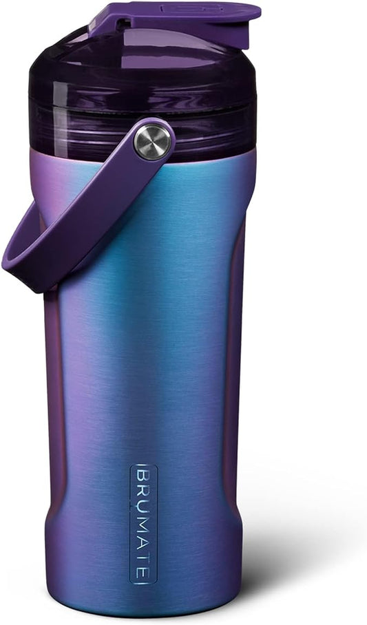 BrüMate MultiShaker Blender Shaker Bottle | 100% Leakproof Insulated Stainless Steel Shaker Bottle | Protein Shaker Bottle, and Pre Workout Bottle for the Gym | 26oz (Dark Aura)