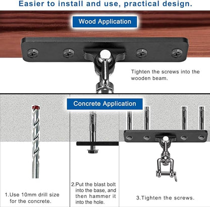 Kipika Heavy Bag Hanger - Heavy Duty Punching Bag Mount Steel Hanger Bracket, Ceiling Wall Mount Wood Beam Hook Holder for Boxing, Kickboxing, and Home Gym Fitness Equipment