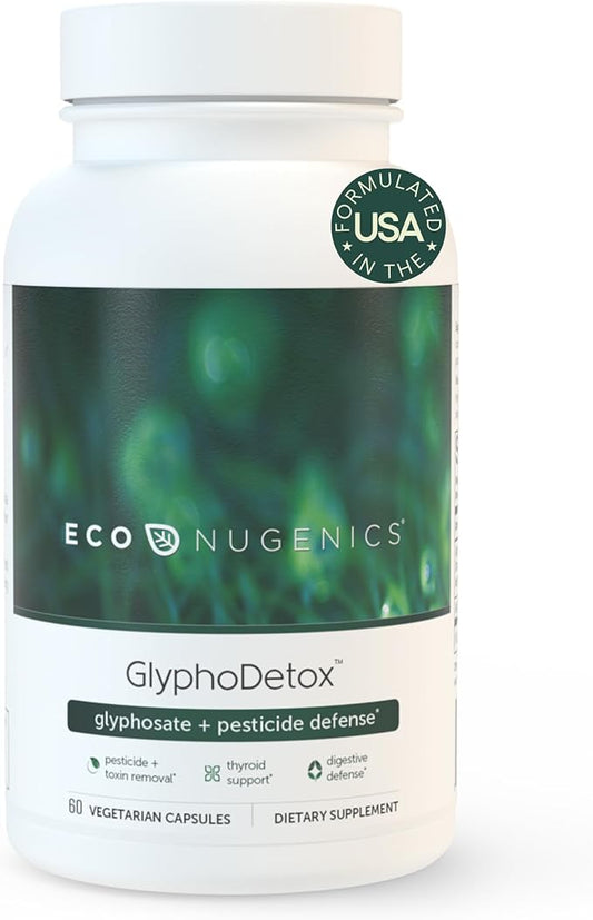 EcoNugenics GlyphoDetox Supplement – Safely Remove Glyphosate Pesticides and Agricultural Toxins – Detox Formula w/Kelp, Citrus Pectin, Algimate, Glycine – for Men & Women – 60 Capsules