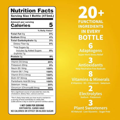 DRNX 12 Pack Adaptogenic Waters Complete Hydration Enhanced Beverage - Zero Sugar - 5 Calories - Super Herbs, B & D Vitamins, Antioxidants, Keto Friendly, All Natural (Ginger Lime)