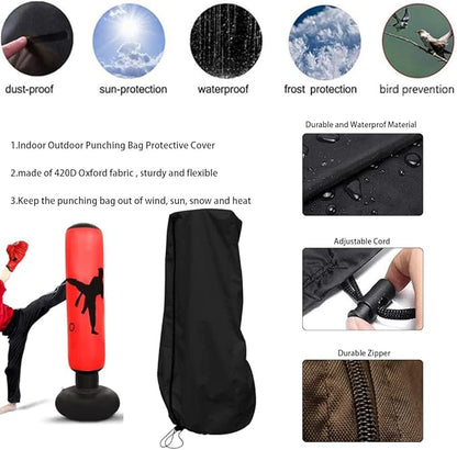 J&C Punching Bag Cover Outdoor Waterproof 420D Dustproof Standing Boxing Bag Cover Boxing Punching Bags Heavy Bags for Sports Outdoors Exercise Black