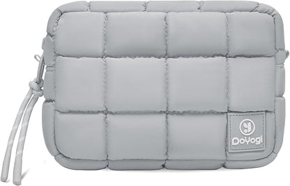 Quilted Cosmetic Bag, Puffer Makeup Bags, Crossbody Purses for women,Cute Travel Toiletry Bag for Women (Grey)