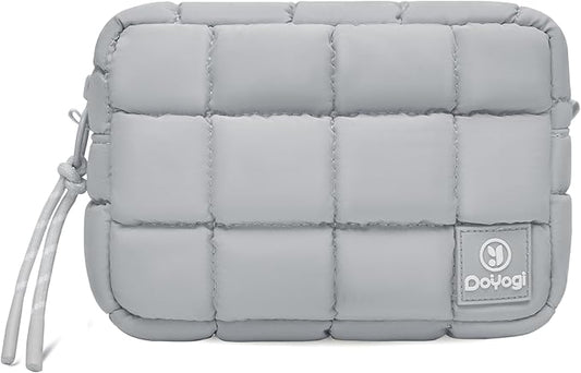 Quilted Cosmetic Bag, Puffer Makeup Bags, Crossbody Purses for women,Cute Travel Toiletry Bag for Women (Grey)