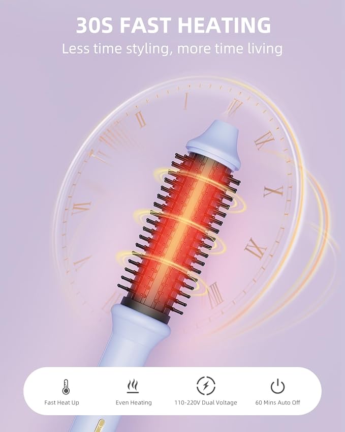 Thermal Brush, 1.26 Inch Curling Iron Brush with 10 Adjustable Heat Settings, Dual Voltage for Travel, Easy to Create Curling, Smooth Hair, Less Frizz