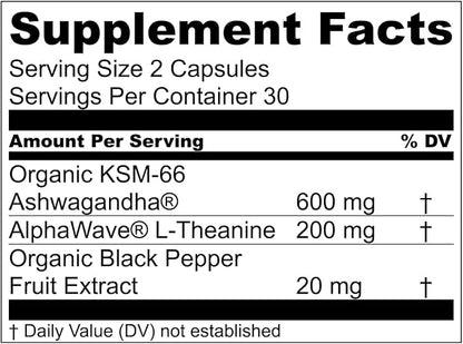 Live Conscious KSM-66 Ashwagandha Supplement w/L Theanine & AlphaWave - ZenWell Everyday Stress Relief, Mood Support, Cognitive, Brain Health - Ashwagandha for Men & Women - 60 Capsules
