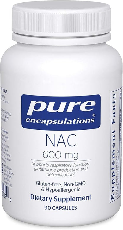 Pure Encapsulations NAC 600 mg - NAC Supplement for Lung Health & Immune Support, Liver Support & Antioxidants* - with Freeform N-Acetyl-L-Cysteine - 90 Capsules