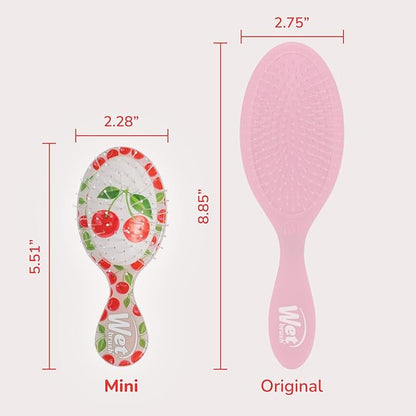 Wet Brush Mini Detangler Hair Brush, Cherry (Tutti Fruitti), Detangling Travel Hairbrush, Ultra-Soft IntelliFlex Bristles Glide Through Tangles with Ease, Pain-Free, All Hair Types, Limtied Edition