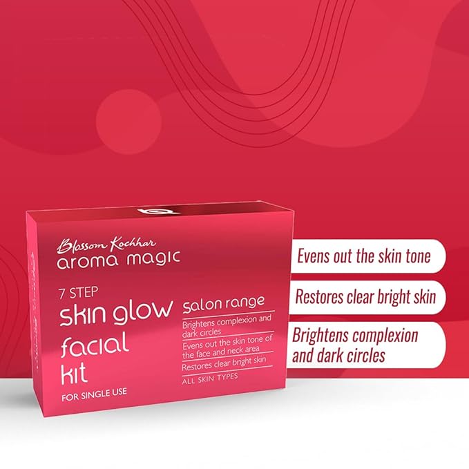 Skin Glow Facial Kit - Single Use | 7 Steps Skincare Set | Reduces Dark Circles | Gently Removes Dead Skin | Restores Clear & Radiant Skin